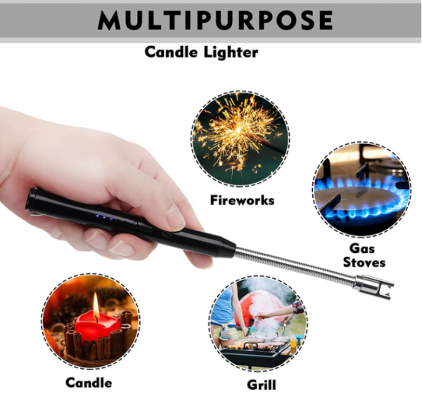 Arc Lighter With Usb Charging,flameless Windproof,led Battery Display,safety Switch,rotate 360 Degrees,for Aromatherapy