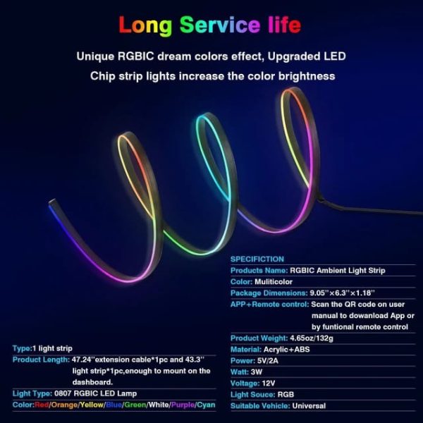 Car Usb Rgb Neon Optic Strip Ambient Light | Applicable To Any Model