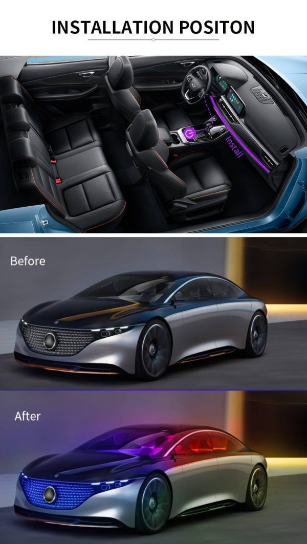 Car Usb Rgb Neon Optic Strip Ambient Light | Applicable To Any Model