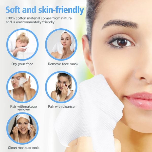 Disposable Face Towel – 70 Pcs Ultra Soft, Thickened Cotton Tissues | Lint-free, Multi-purpose Facial Dry Wipes For Skincare, Makeup Removal & Cleansing