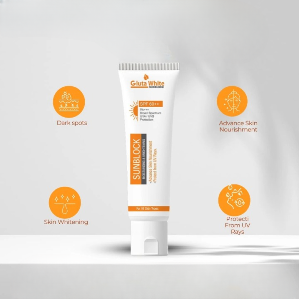 Glutawhite Skin Brightening Sunblock Spf60 – Advanced Uva/uvb Protection, Oil-free & Long-lasting Moisture