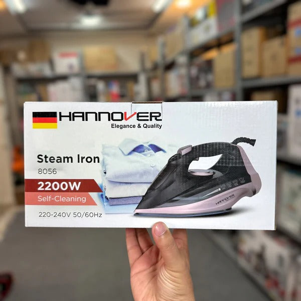 Hannover Steam Iron – 2200w German Lot | Ceramic Soleplate, Vertical & Burst Steam, Self-cleaning, Adjustable Temperature Control