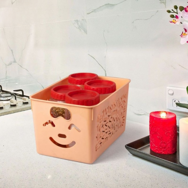 Pack Of 3 Smile Basket | Storage Organizer Basket | Multipurpose Baskets For Kitchen, Home, Office & Bathroom (random Color)