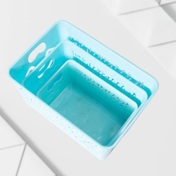 Pack Of 3 Smile Basket | Storage Organizer Basket | Multipurpose Baskets For Kitchen, Home, Office & Bathroom (random Color)