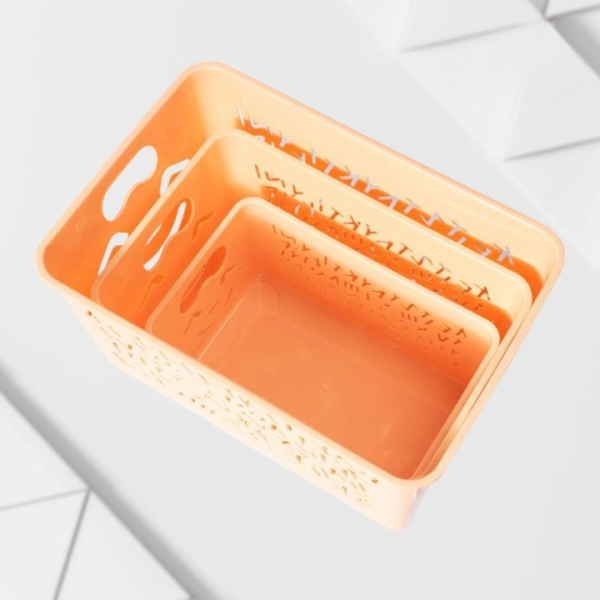 Pack Of 3 Smile Basket | Storage Organizer Basket | Multipurpose Baskets For Kitchen, Home, Office & Bathroom (random Color)