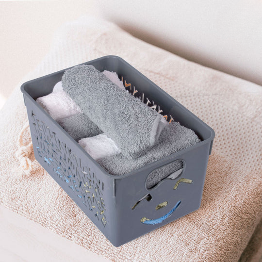 Pack Of 3 Smile Basket | Storage Organizer Basket | Multipurpose Baskets For Kitchen, Home, Office & Bathroom (random Color)