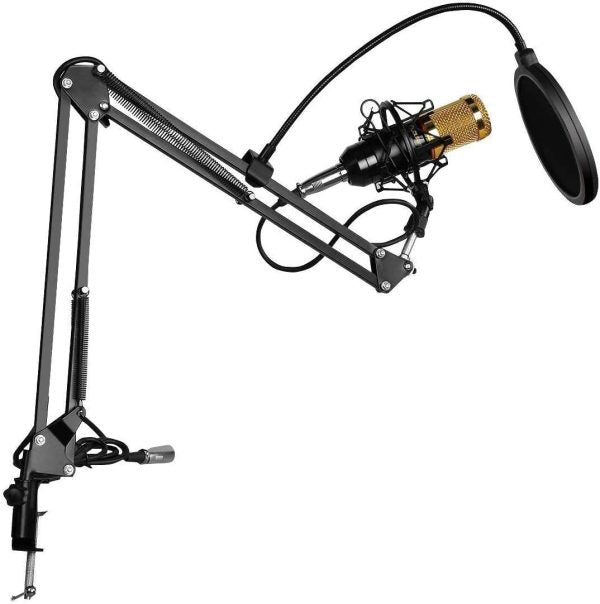 Professional Condenser Microphone – Podcast Mic Set Condenser Microphone With Rechargeable Auxiliary Background For Karaoke Singing, Youtube Recording Mic Set For Youtube | Mic Kit