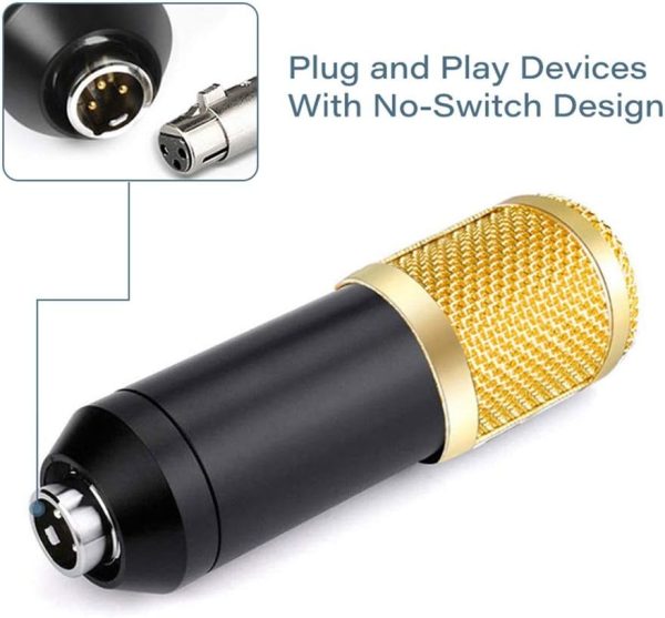 Professional Condenser Microphone – Podcast Mic Set Condenser Microphone With Rechargeable Auxiliary Background For Karaoke Singing, Youtube Recording Mic Set For Youtube | Mic Kit