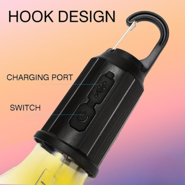Rechargeable Portable Led Camping Lantern, Lamp With Clip Hook, Emergency Camping Lights Type -c