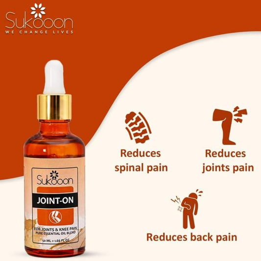 Sukoon Joint On Essential Oil Blend For Pain In Joints, Back Pain, Arthritis Pain, Knee Pain, Tennis Elbow, Strains And Sprains – 30ml